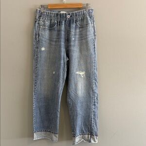 rag & bone Light Blue Cropped Denim Print Pants